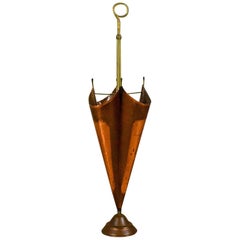 Antique Umbrella Stand in Copper and Brass, French Early 20th Century circa 1920