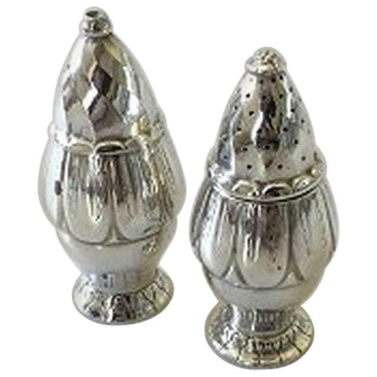Georg Jensen Sterling Silver Salt and Pepper Shakers #198 and #198A For Sale