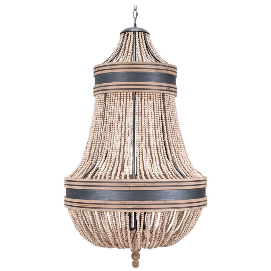 BASQUE CHANDELIER - Modern Chandelier with Cerused White Oak Beads