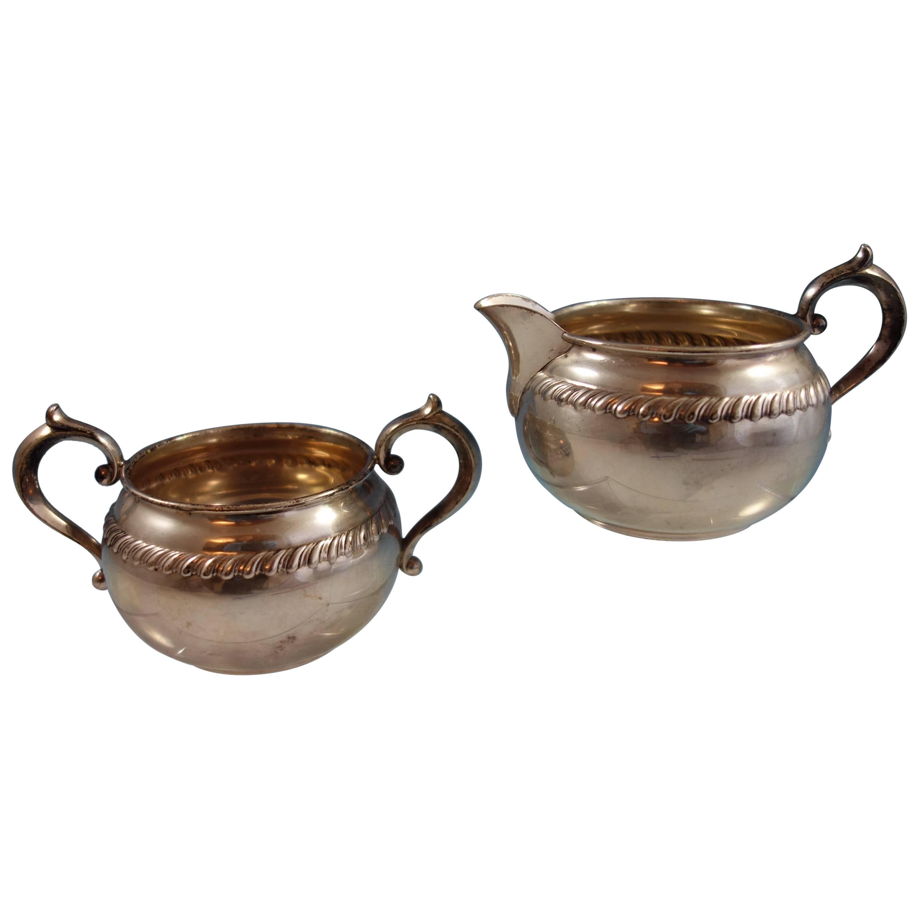 English Gadroon by Gorham Sterling Silver Sugar and Creamer Set Hollowware  For Sale at 1stDibs