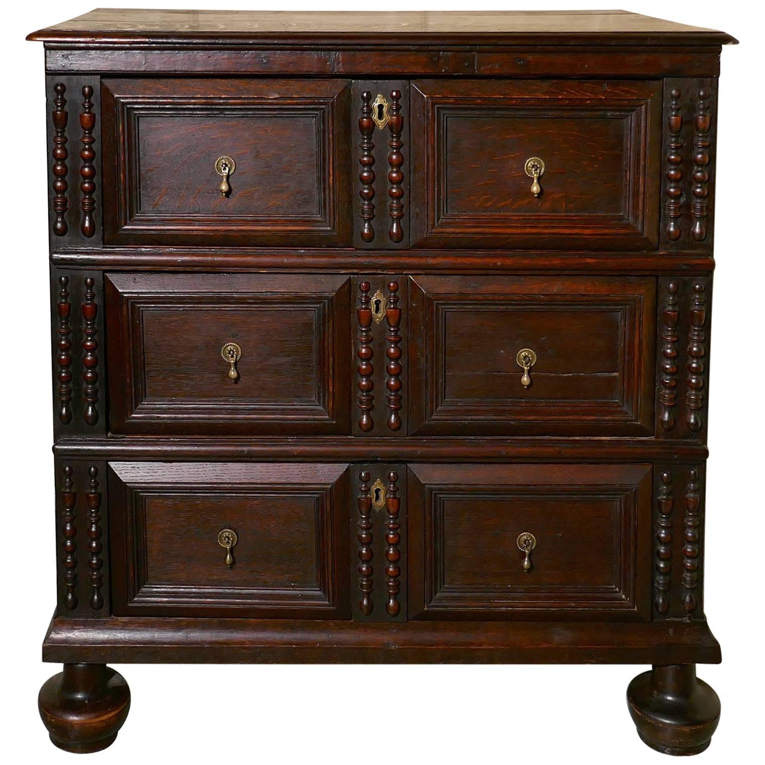 17th Century Small Oak Chest of Drawers