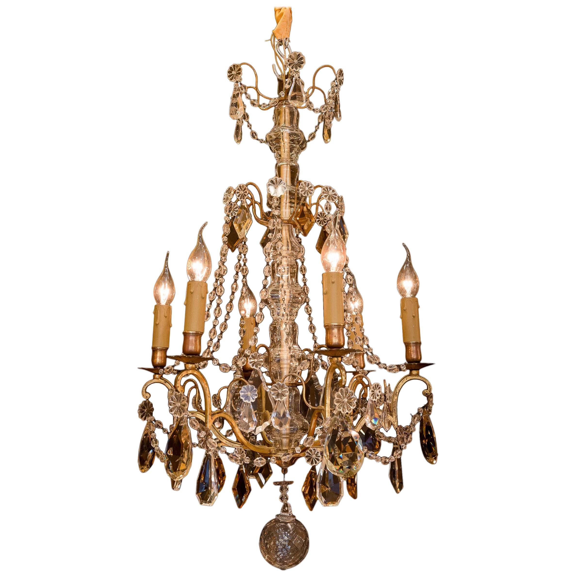 Late 19th Century Ormolu and Crystal Small Chandelier by Baccarat