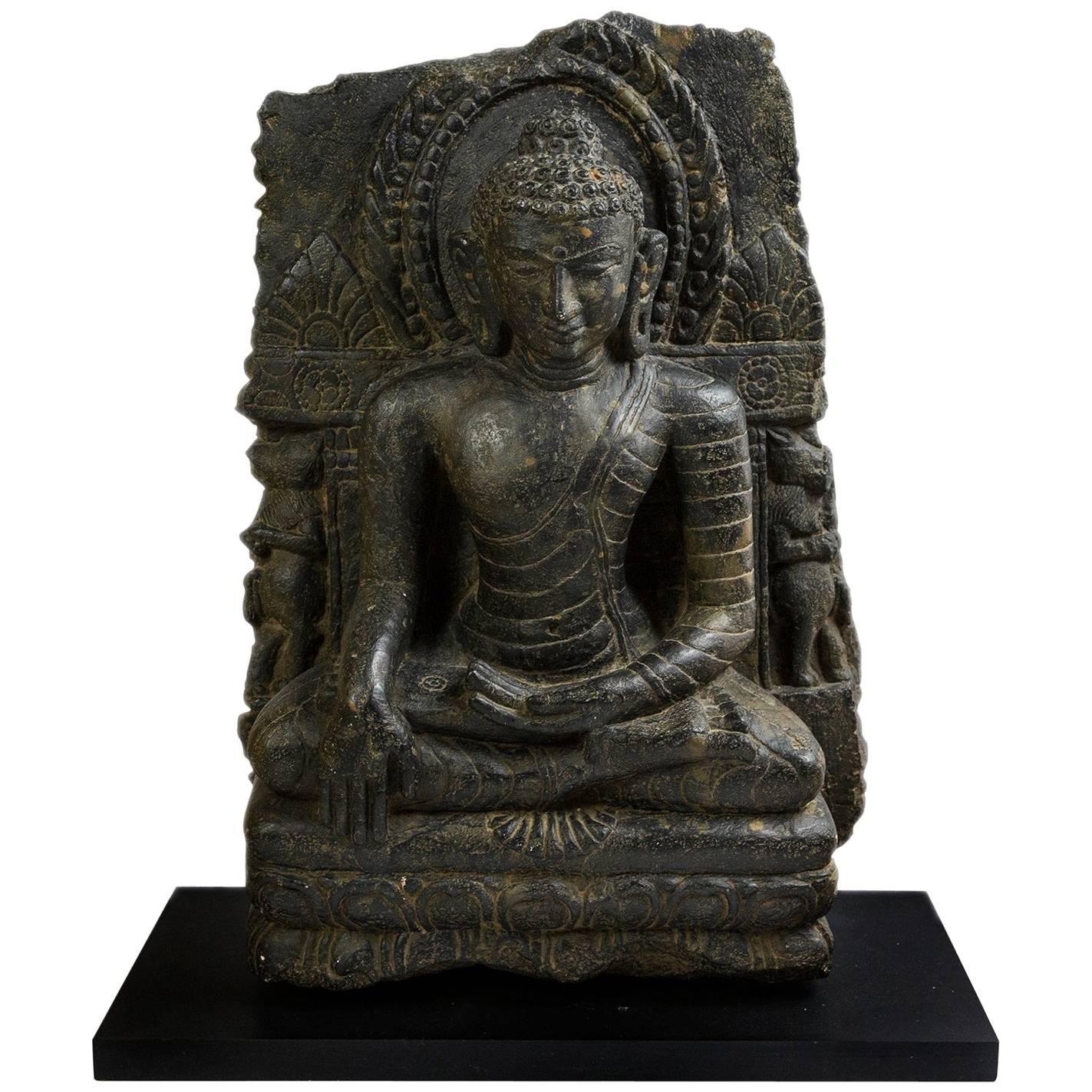 Buddha Stele. Nalanda/Nepal, 9th - 10th Century For Sale