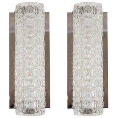 Pair of Vintage Glass Wall Sconces by Hustadt-Leuchten of Germany