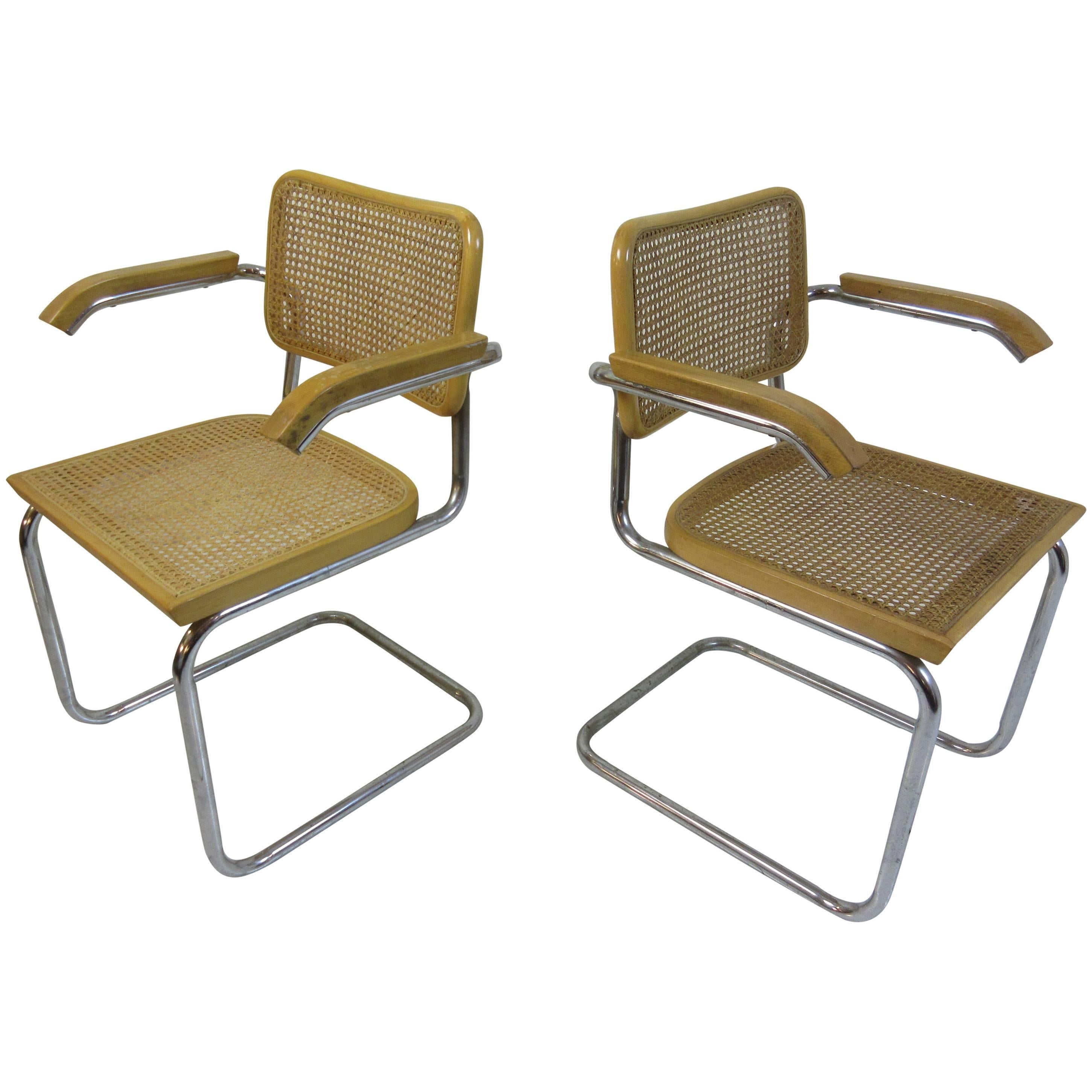 Marcel Breuer Cesca Arm Chairs by Gavina