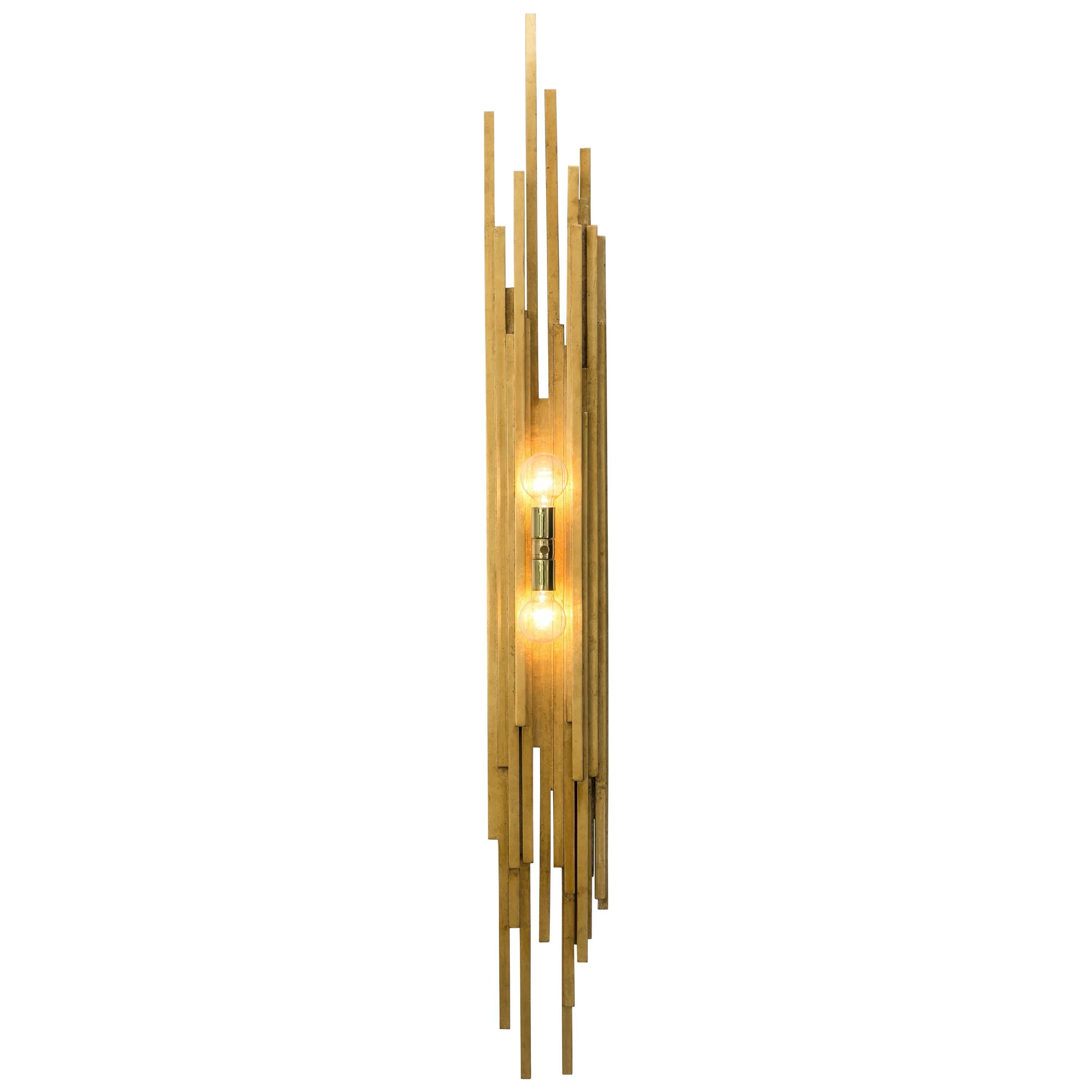 AMBROISE SCONCE - Lámpara moderna de pan de oro con detalles de latón