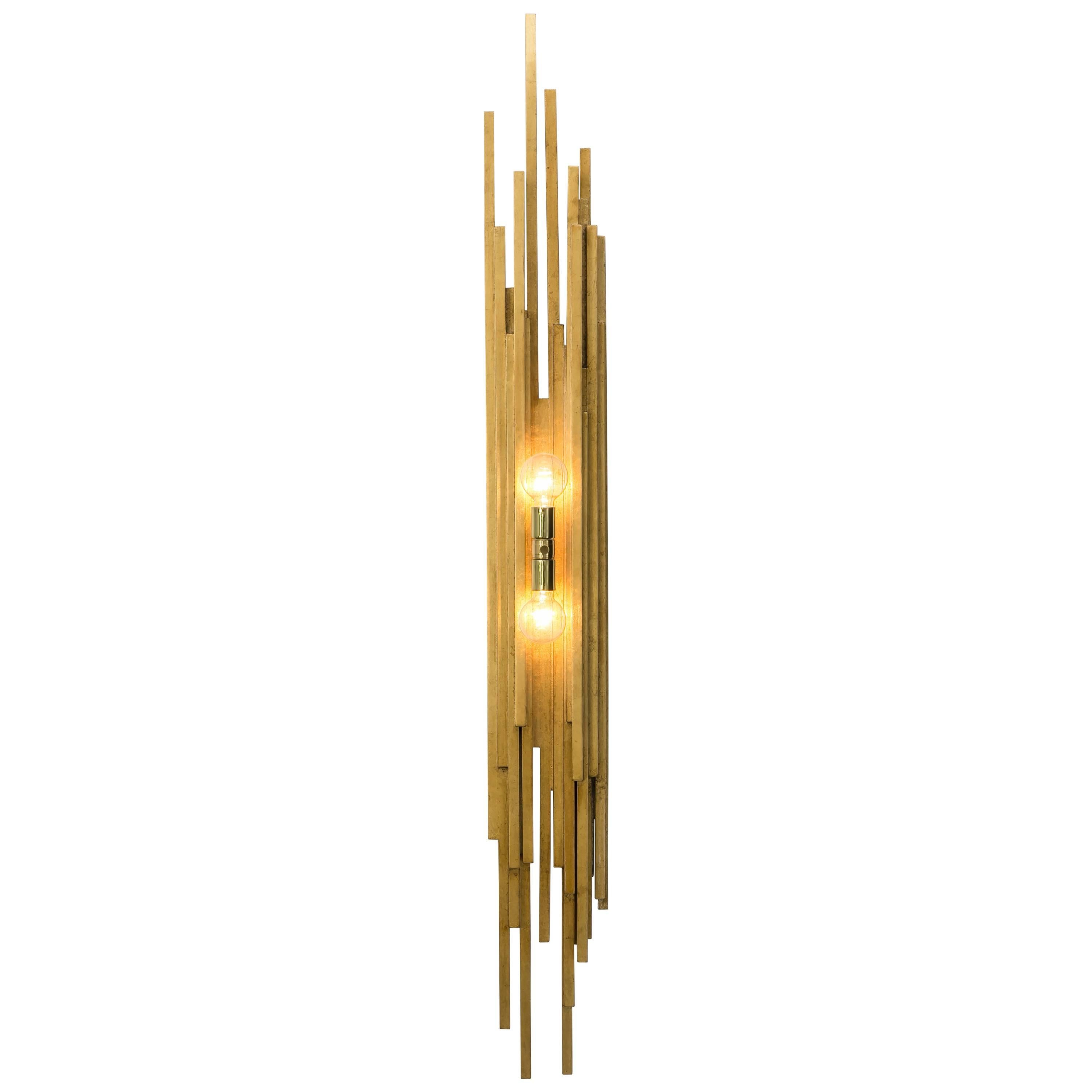 AMBROISE SCONCE - Modern Gold Leaf Sconce with Brass Details For Sale