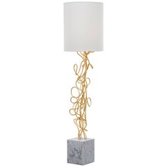 DAX FLOOR LAMP - Hand Twisted Modern Gold Leaf Floor Lamp w/ Carrara Marble Base