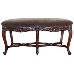 French Bench with Nailhead Trim, Mid-20th Century