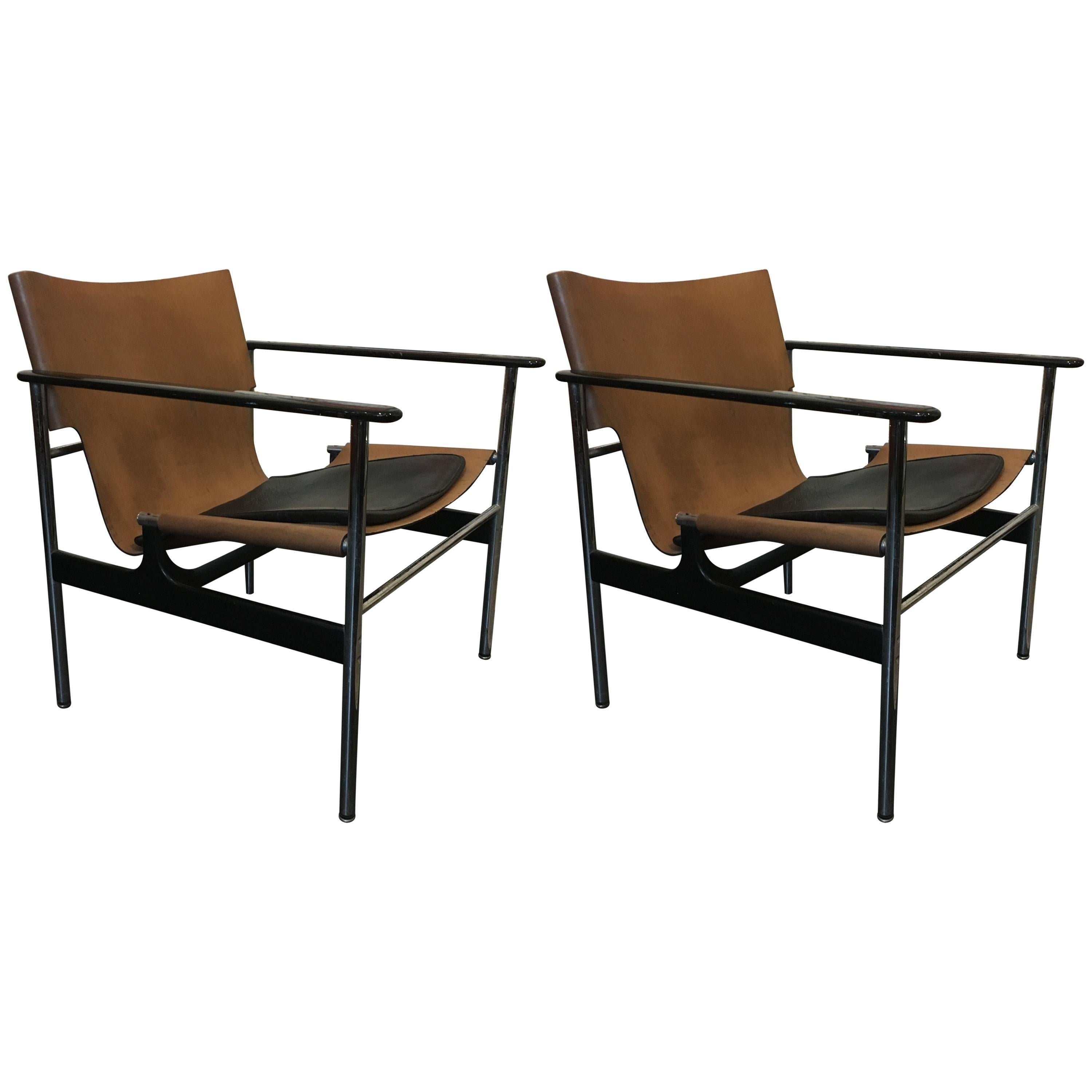 Charles Pollock Sling Lounge Chairs, Pair for Knoll 1960