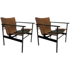 Charles Pollock Sling Lounge Chairs, Pair for Knoll 1960