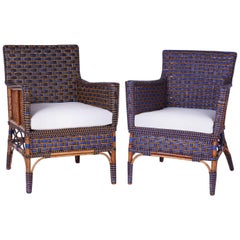 Pair of Rattan, Wicker and Bamboo Armchairs 