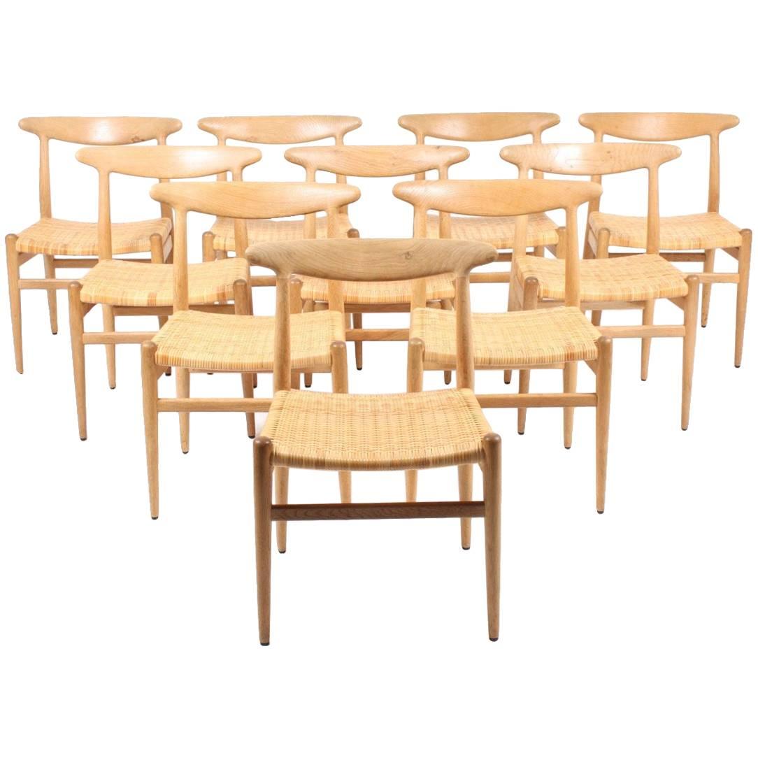 Set of Ten Side Chairs by Hans Wegner Model "W2"