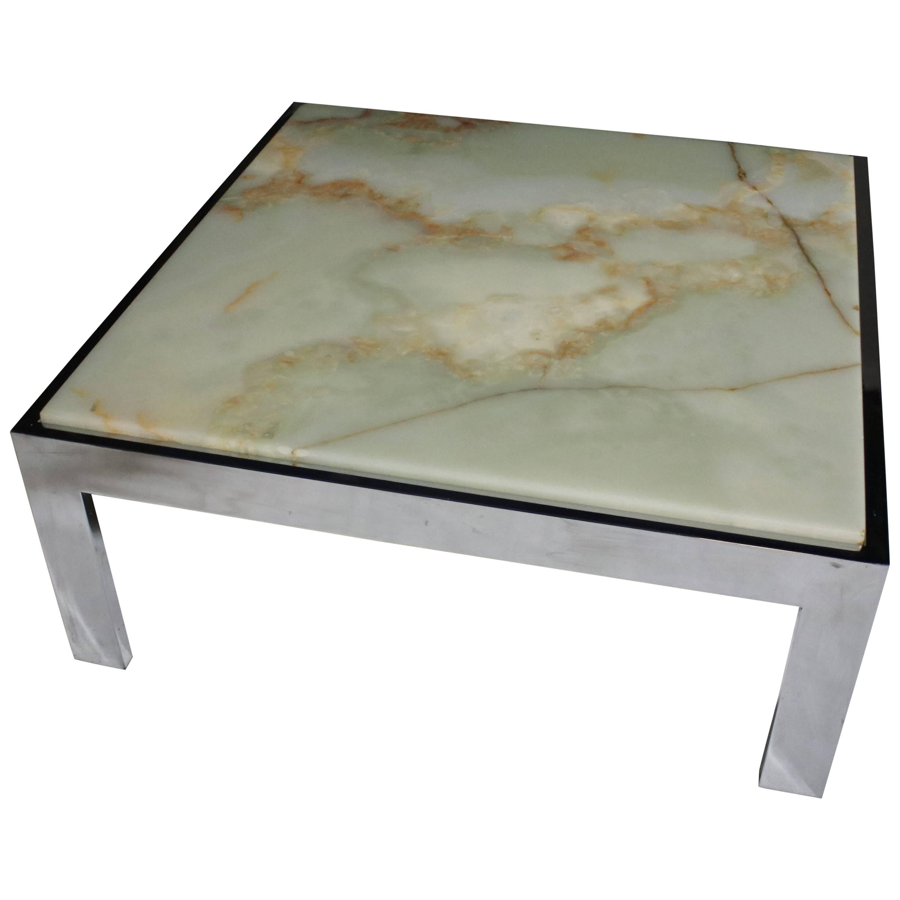 Steel and Marble Cocktail Table