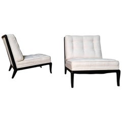 Pair of Ebonized Lounge Chairs in the Style of Robsjohn-Gibbings