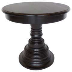 Custom Walnut Beehive Pedestal Side Table in Ebony Finish