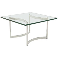 Square Glass and Chrome Coffee Table