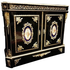 Antique Rare and Big Size Boulle and Sevres Cabinet, Napoleon III, France 1850