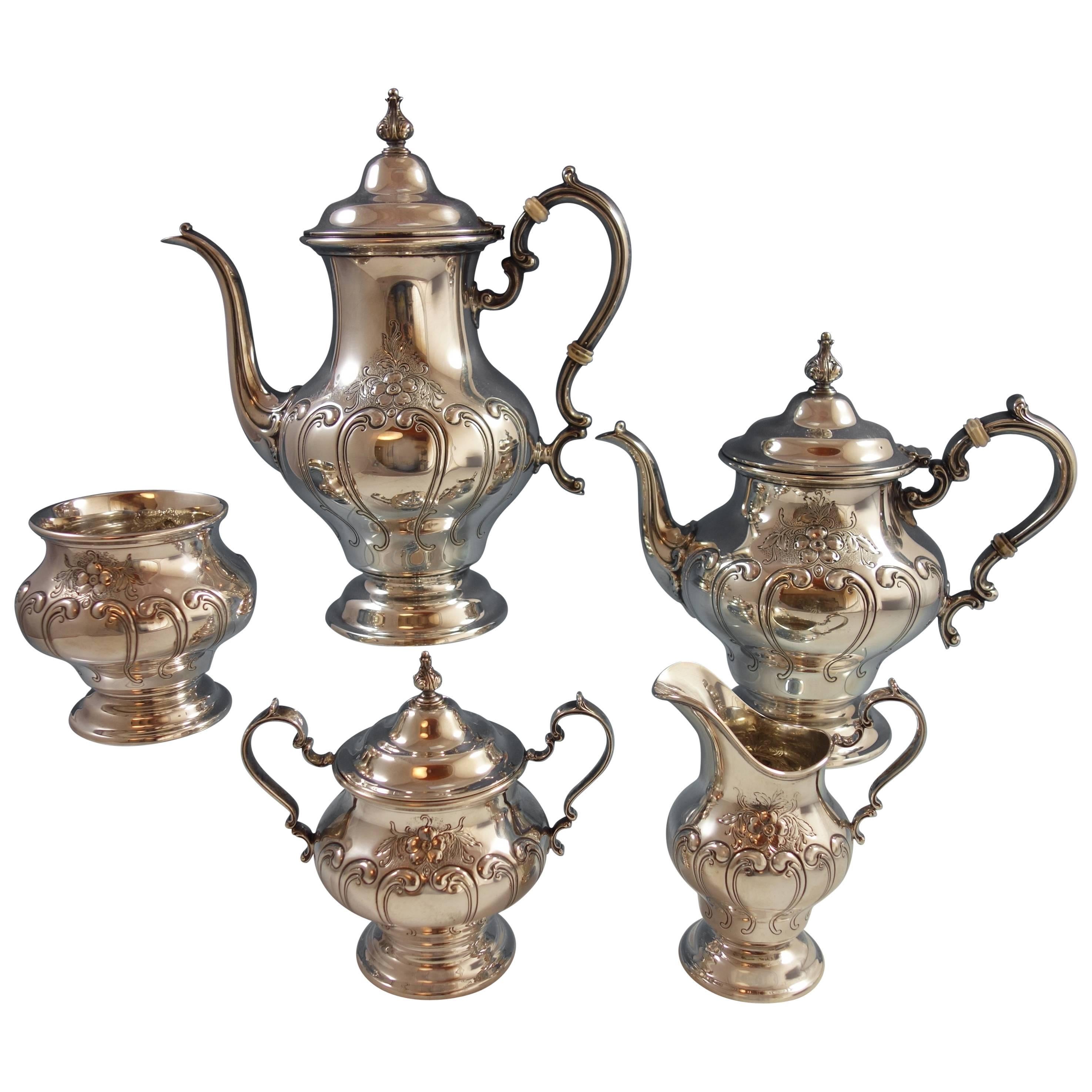 Chantilly Duchess by Gorham Sterling Silver Tea Set Five Pieces Hollowware