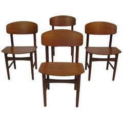 1950s Danish Teak Dining Chairs by Borge Mogensen, Set of Four 1950s Danish Teak Dining Chairs by Borge Mogensen, Set of Four