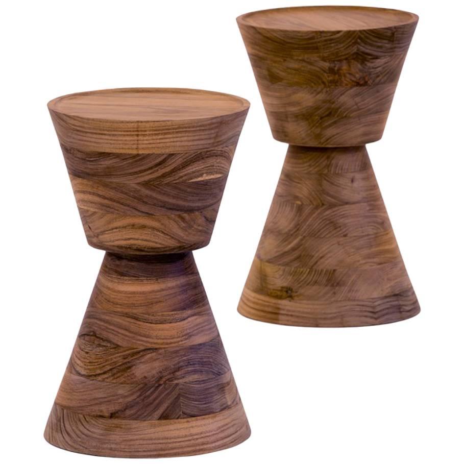 'Rounda' Side Table in Walnut Hardwood