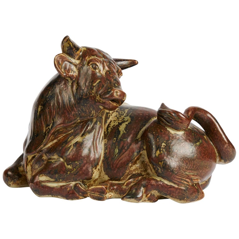 Knud Khyn for Royal Copenhagen, Ceramic Bull, Denmark, circa 1970s For Sale