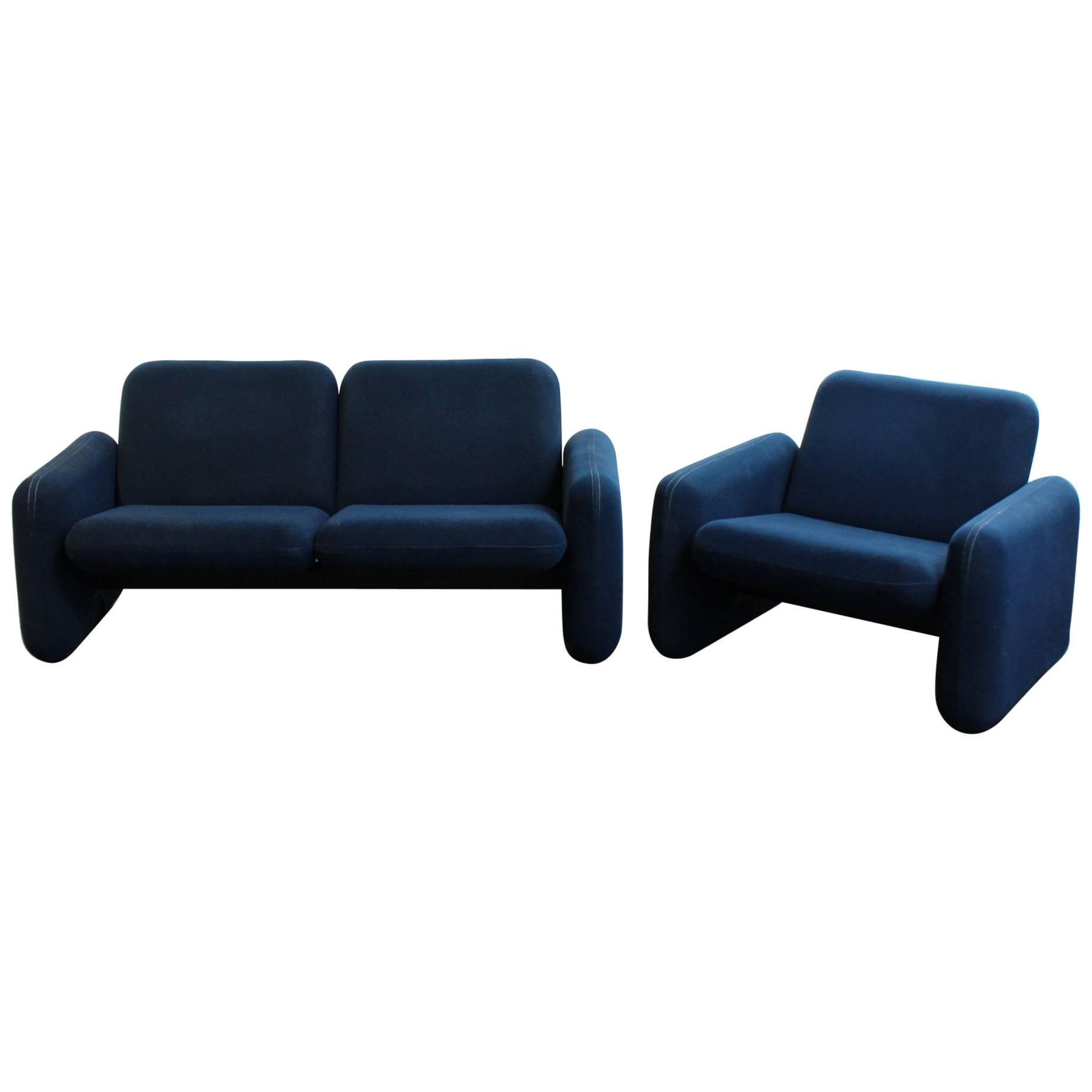 1970s Modern Ray Wilkes for Herman Miller "Chicklet" Loveseat and Chair Sofa Set