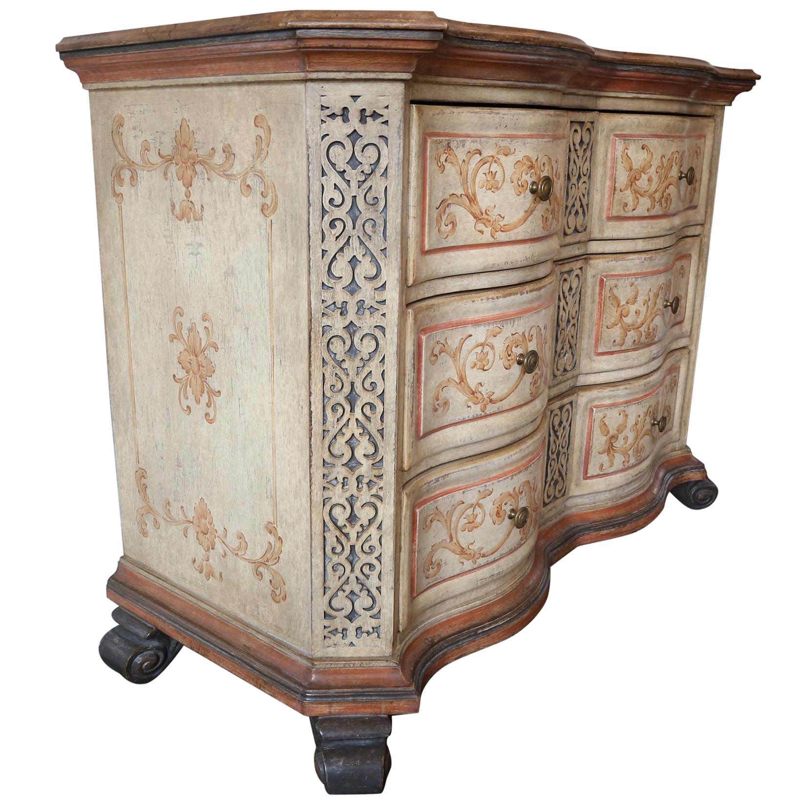 Hand-Painted 18th Century Style Chest Design For Sale