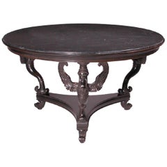 Round Empire Style Black Marble Center Table