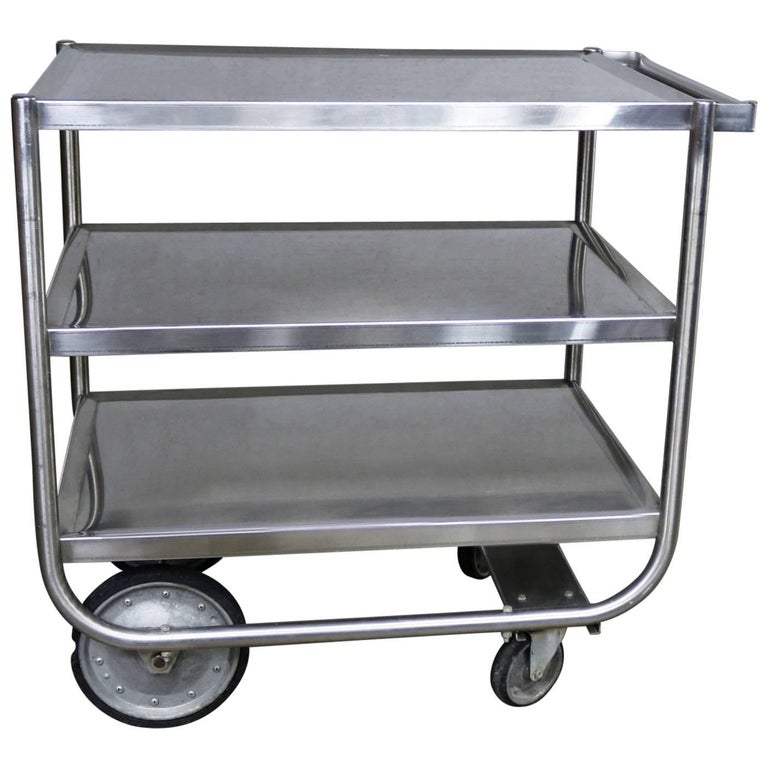 Three Tier Stainless Steel Rolling Cart Vintage For Three Tier Stainless Steel Rolling Cart Vintage For