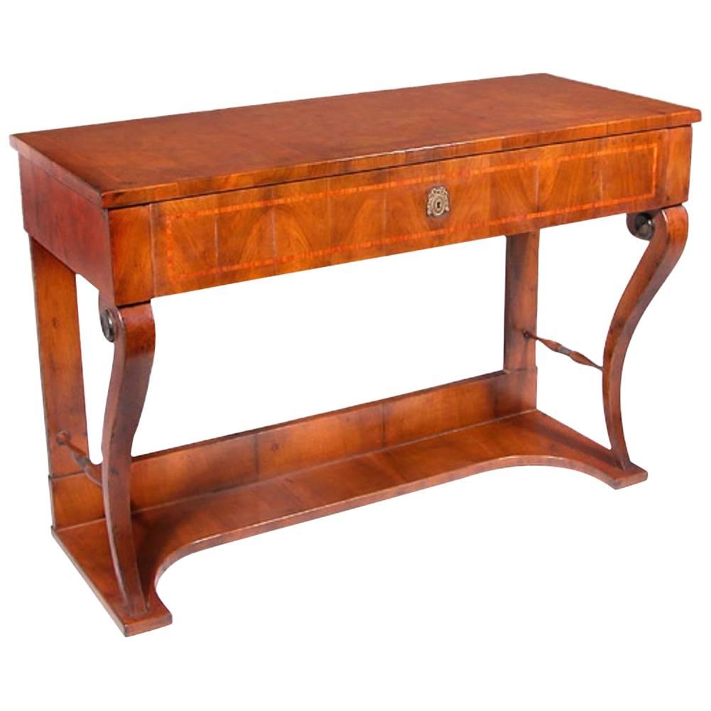 Empire Style Walnut Inlaid Console For Sale