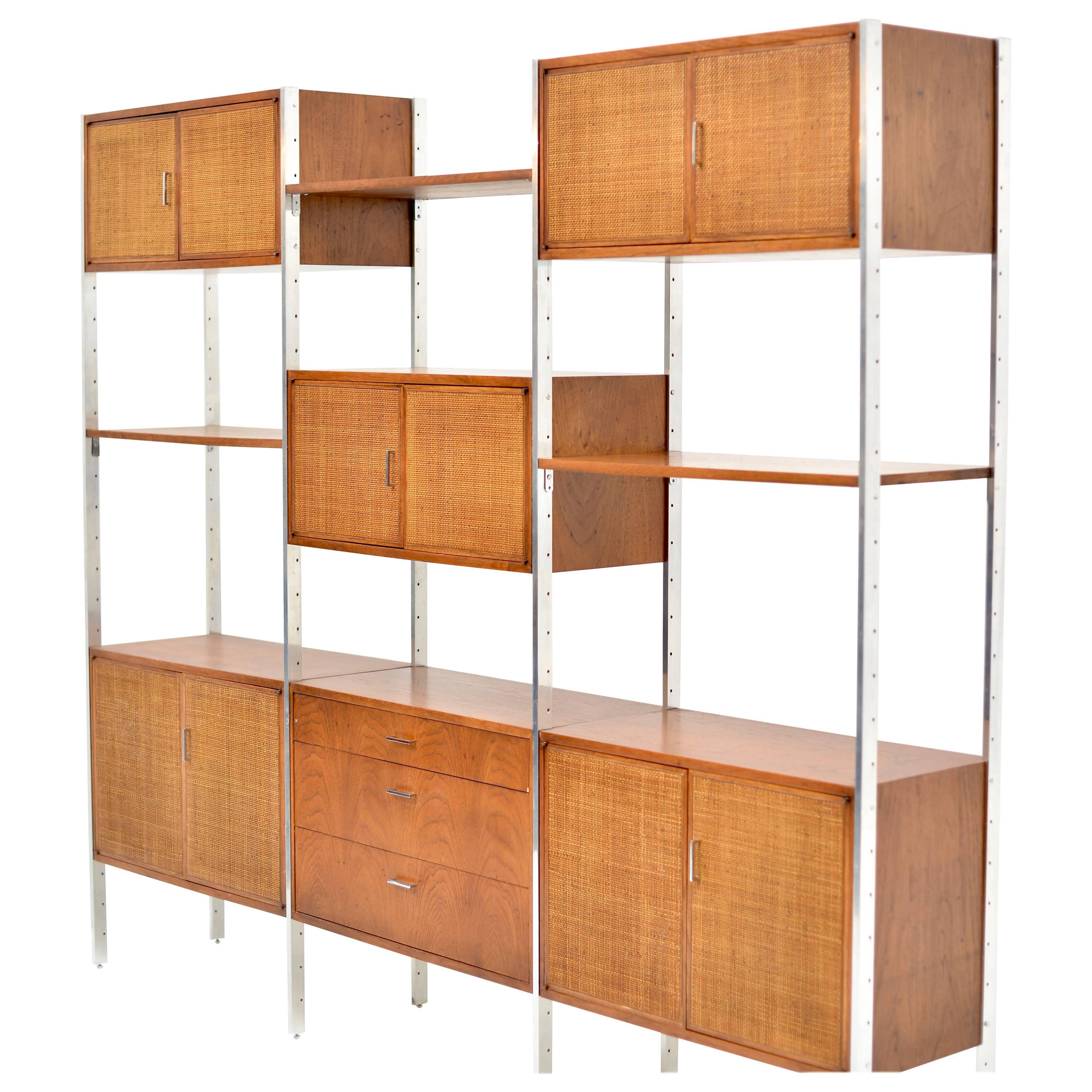 Milo Baughman Attributed Walnut and Aluminium Wall Unit by Founders