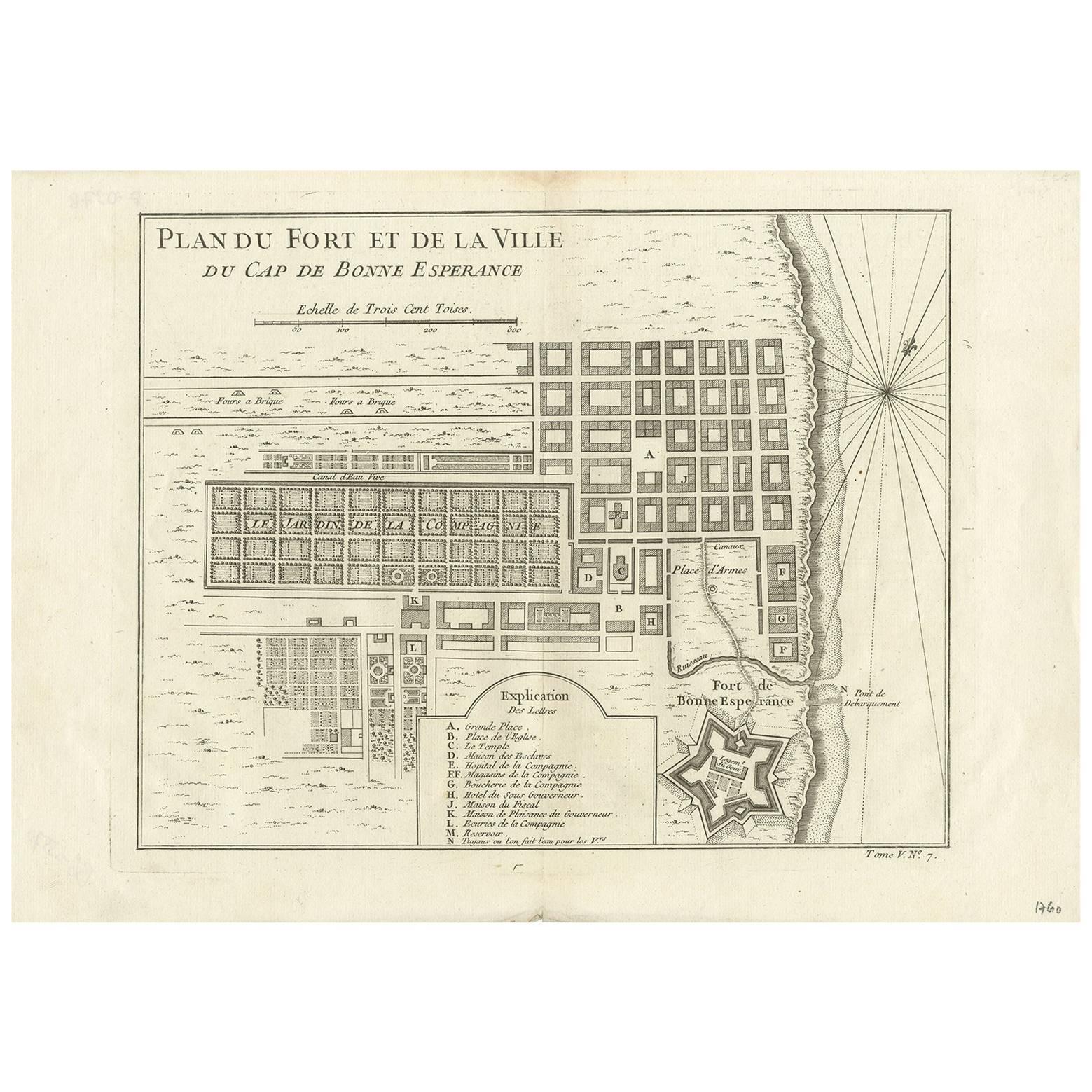 Carte ancienne du Cap de Bonne-Espérance par J.N. Bellin, 1748 en vente