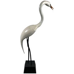 Hand Carved and Painted Snowy Egret Sculpture by Al Hibbard