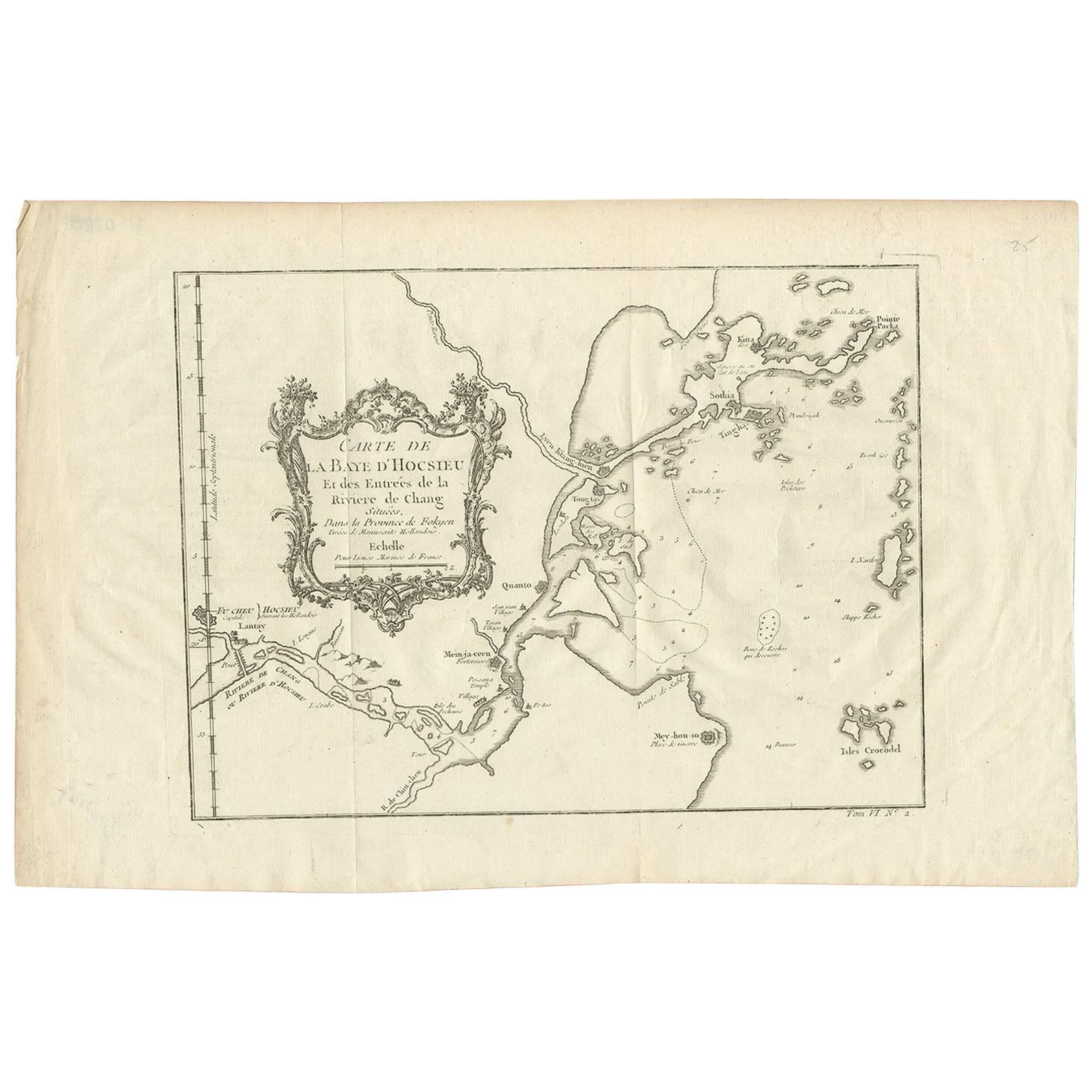 Antike Karte des Mouth des Yangtze- Flusses „China“ von J.N. Bellin, 1764