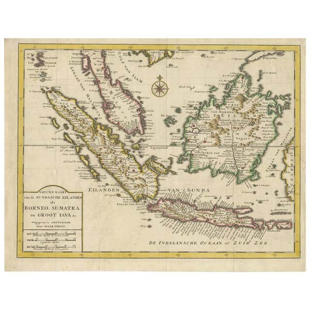 Java And Sumatra Rare Small Map of Sumatra, Java, Borneo, Macassar, Madura, Bali, 1614 ...