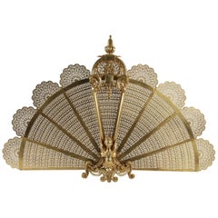 Antique Beautiful Fire Place Fan in Gold Gilt Bronze