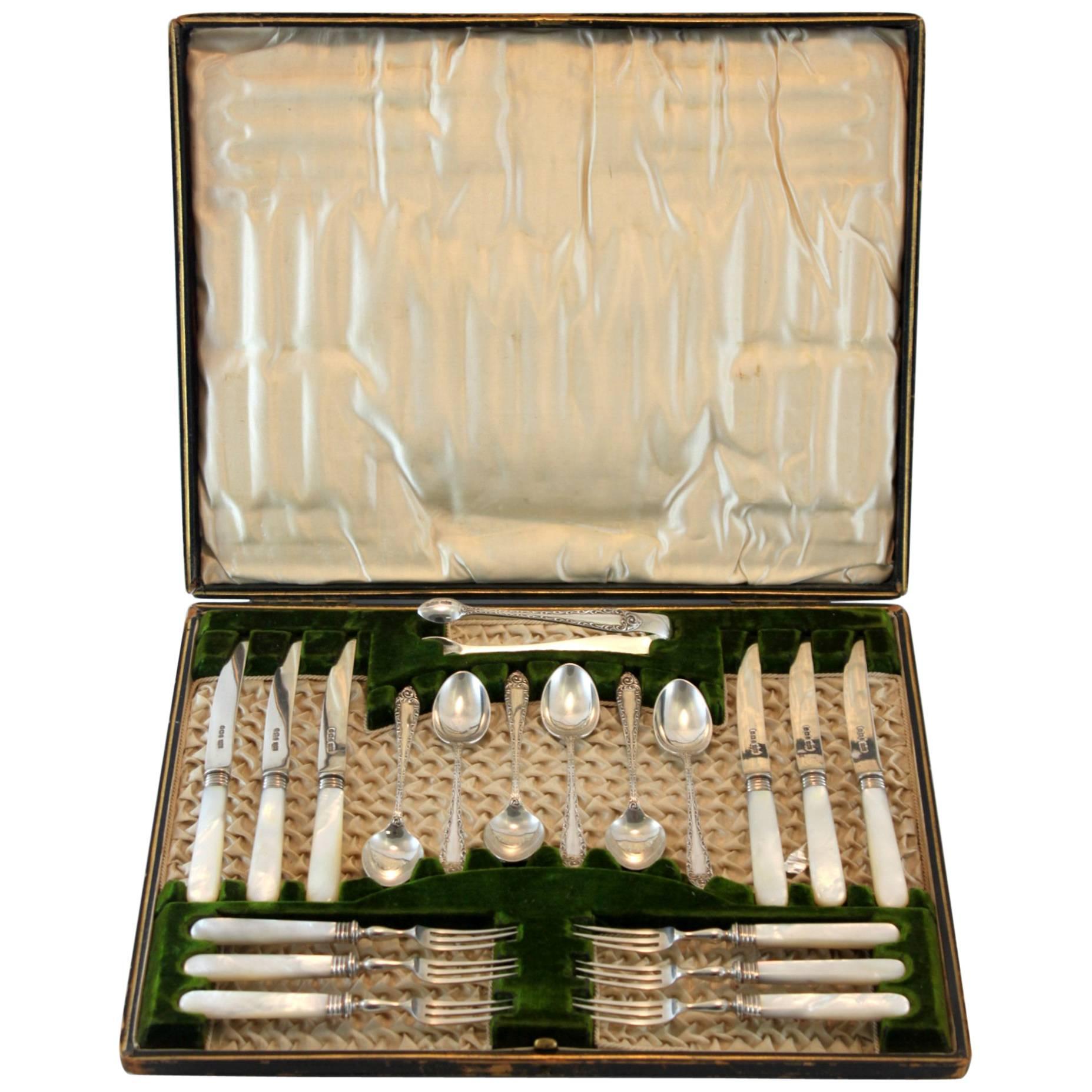 Silver and Mother-of-Pearl Tableware Set, James Dixon & Sons Ltd, Sheffield 1903