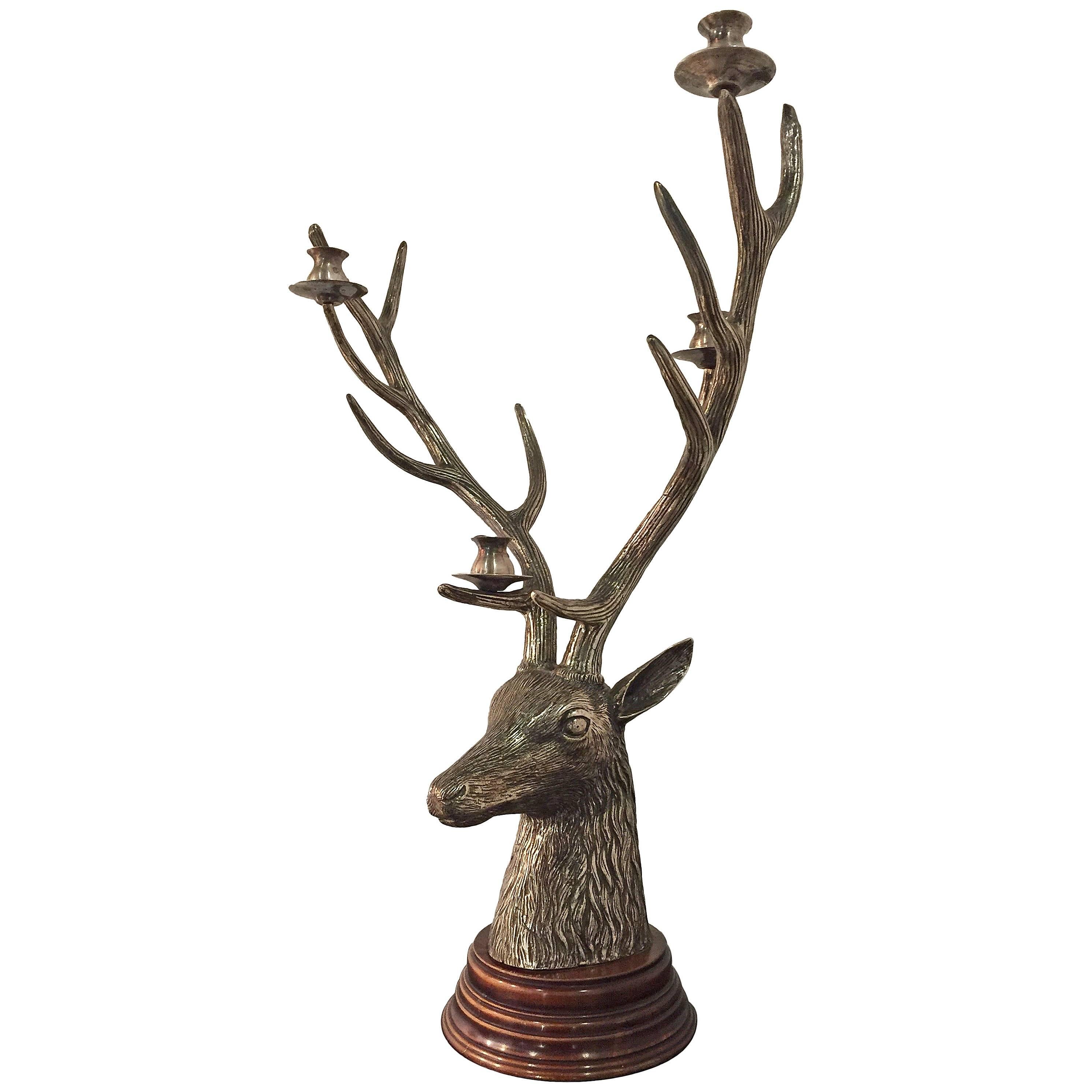 Bronze Deer Head Candleholder