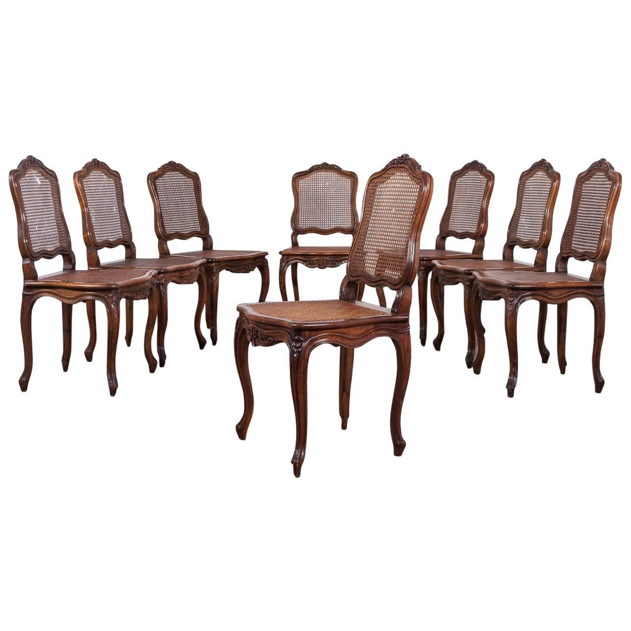 Set of Eight Early 20th Century French Fruitwood Chairs