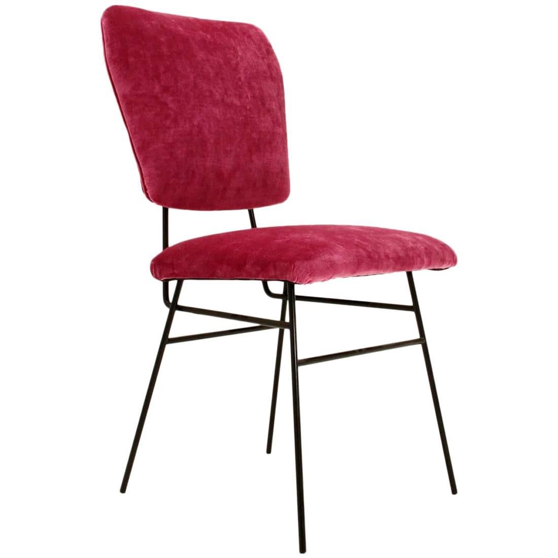 Italian Pink Velvet Chair, 1950s