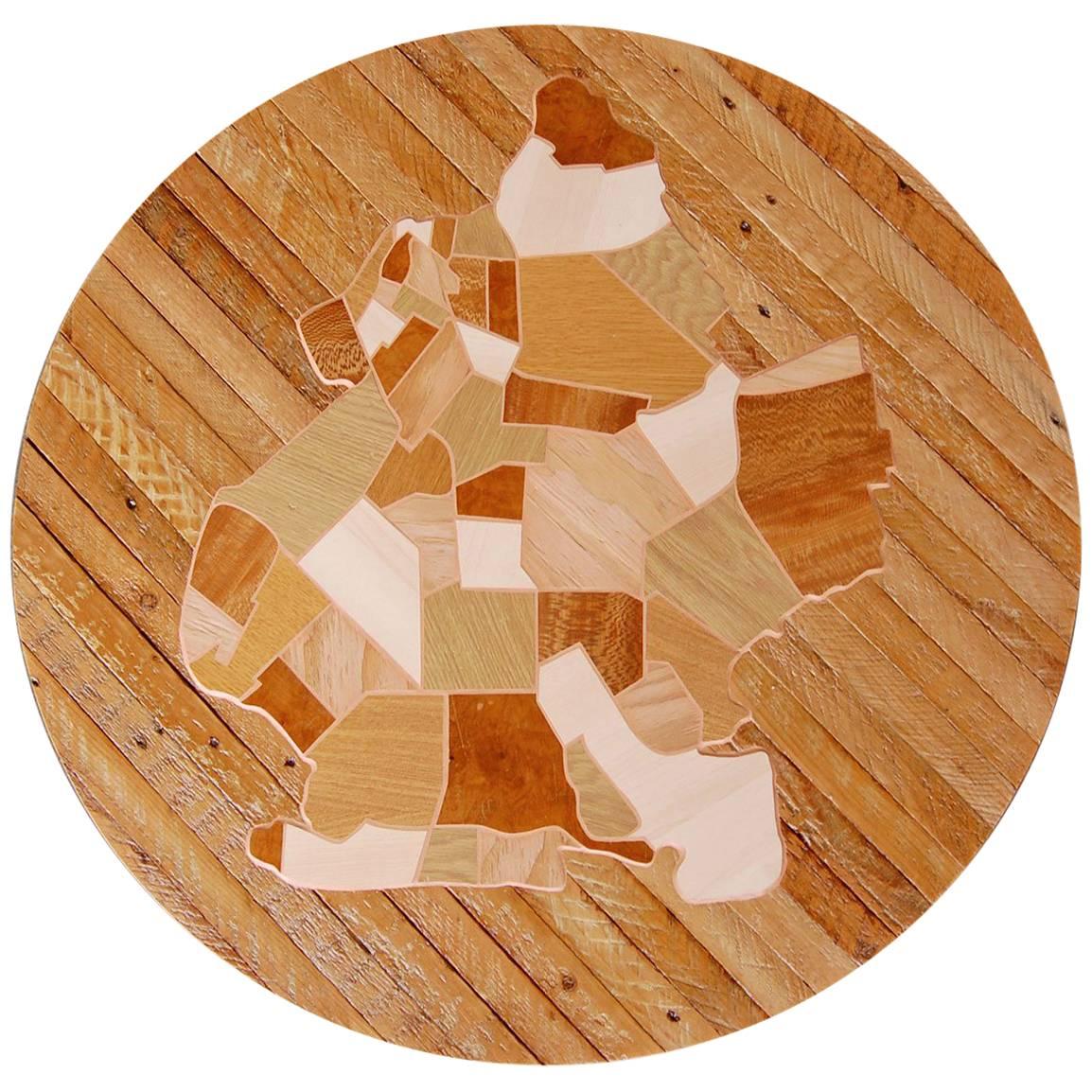 Reclaimed Wood Brooklyn Map Marquetry Wall Art For Sale