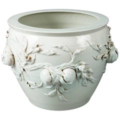 Antique Large Chinese Porcelain Celedon Jardinière