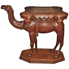 Antique 19th Century Anglo-Indian Carved Camel Table