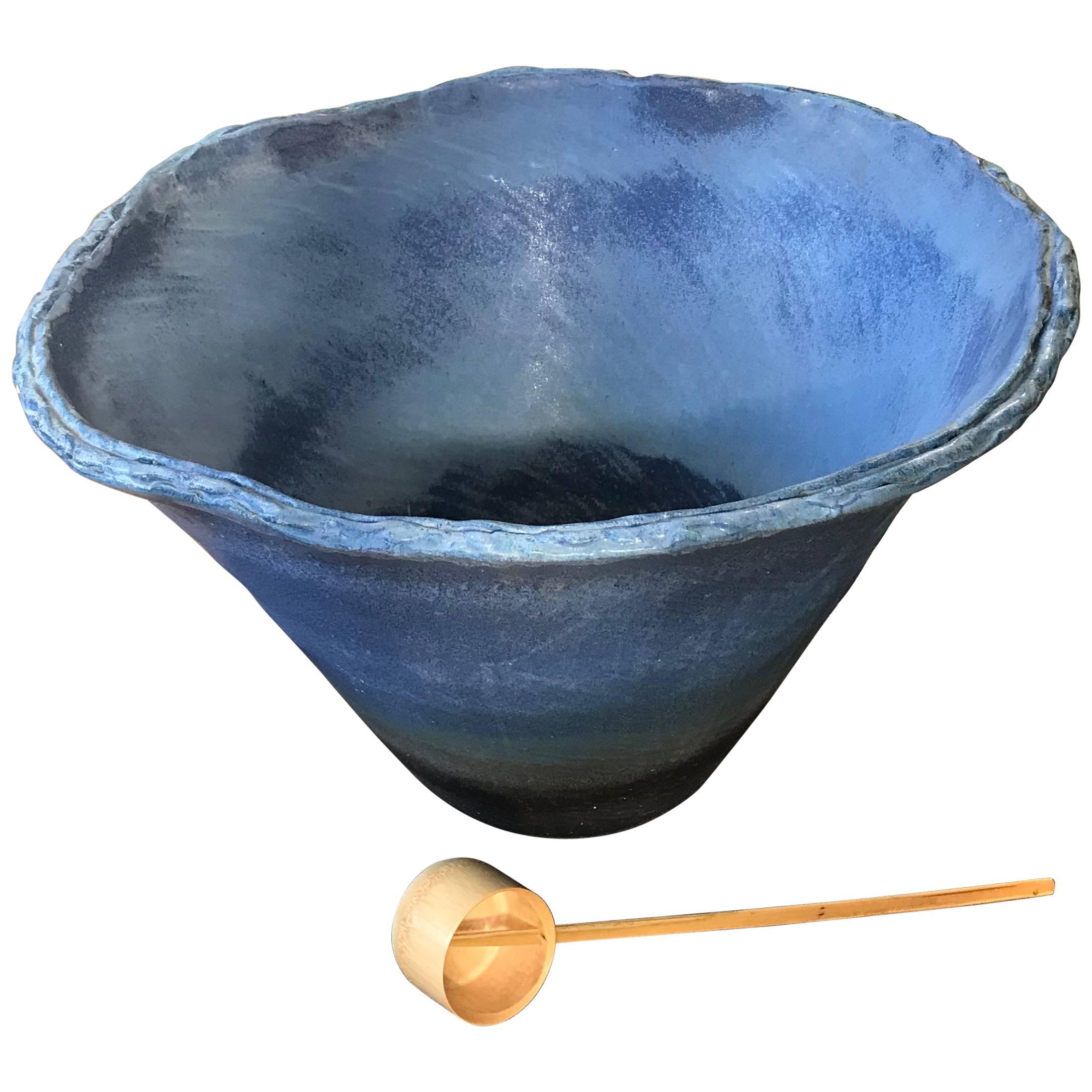 Japanese Big Stunning  Cobalt Blue Water Planter Basin