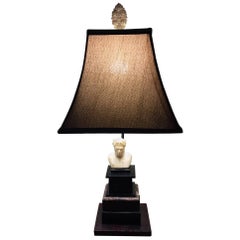 Italian Black Marble Base Lamp with a Carved Marble Bust, circa 1880