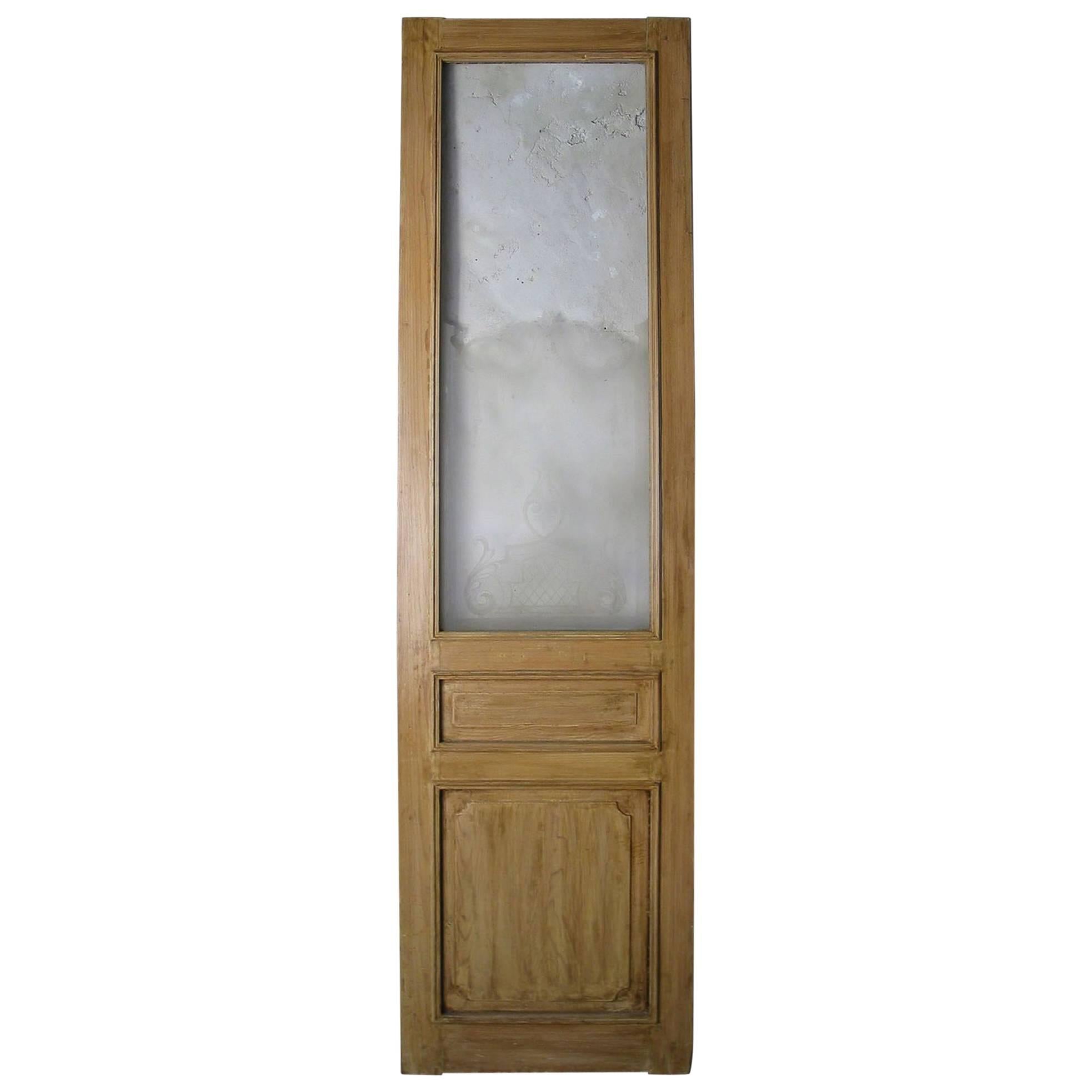 ON SALE  19th Century French Etched Glass Door For Sale