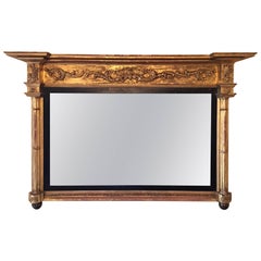 American Federal Over Mantel Mirror, Greek Roman Style, 19th Century