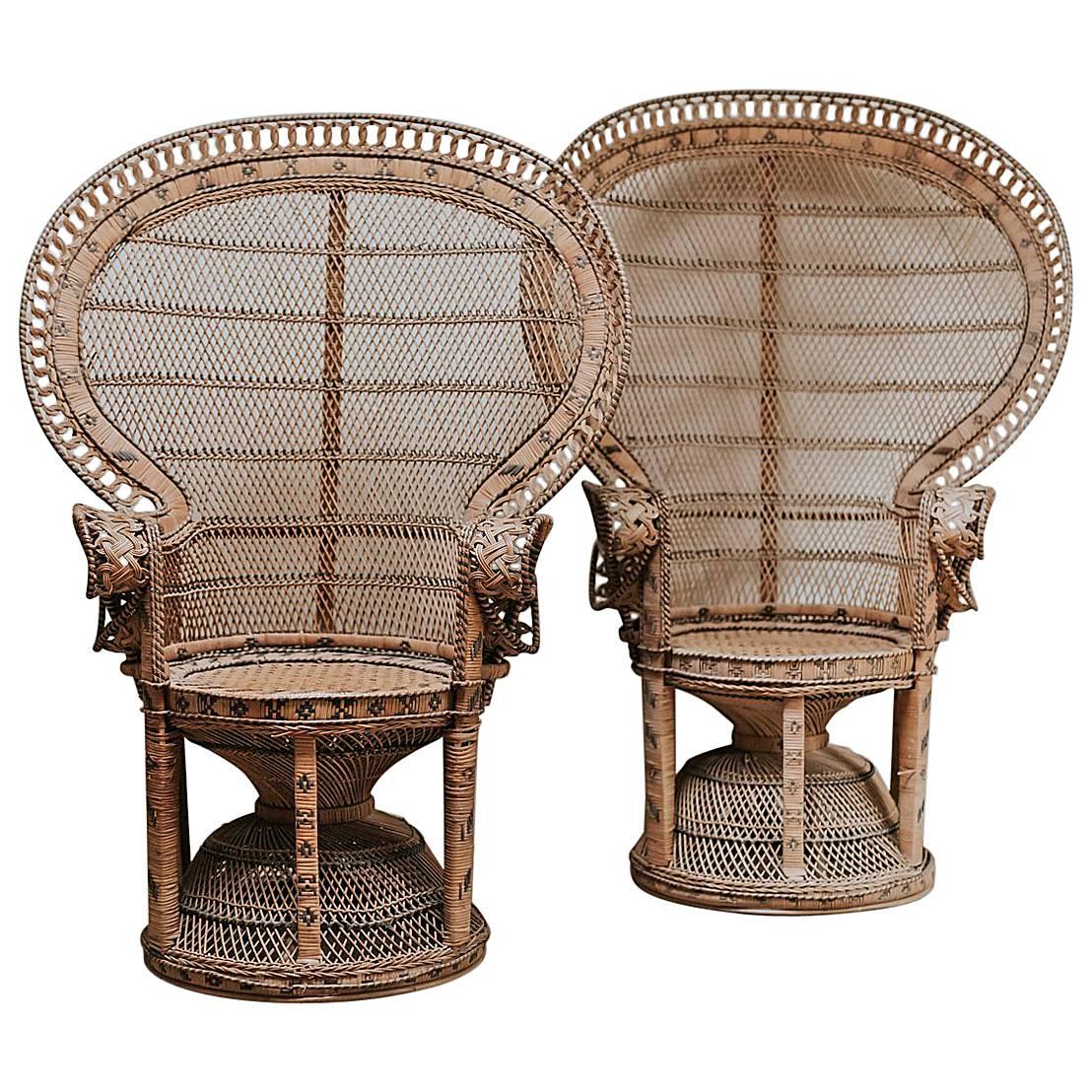 1970s Wicker Peacock Chairs