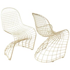 Iconic Wire Metal "S" Pair of Chairs after Panton